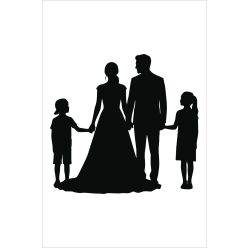 Ifjú pár kislánnyal és kisfiúval gyakorló sablon A3