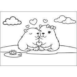 Capibara pár vízparton