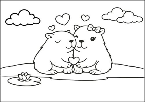 Capibara pár vízparton