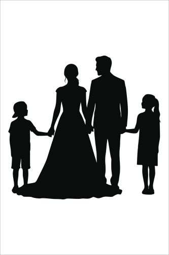 Ifjú pár kislánnyal és kisfiúval Fa A3